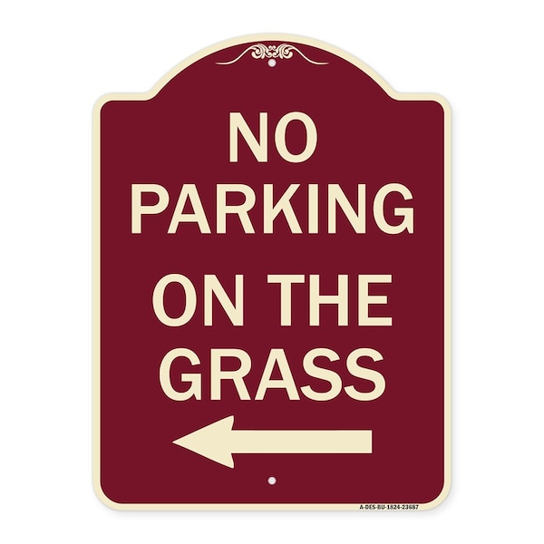 Signmission No Parking on Grass W/ Left Arrow Heavy-Gauge Aluminum Architectural Sign, 24" x 18", BU-1824-23687 A-DES-BU-1824-23687 - main
